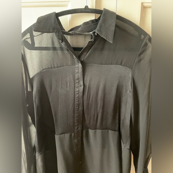 Zara black sheer button up blouse - Picture 4 of 7